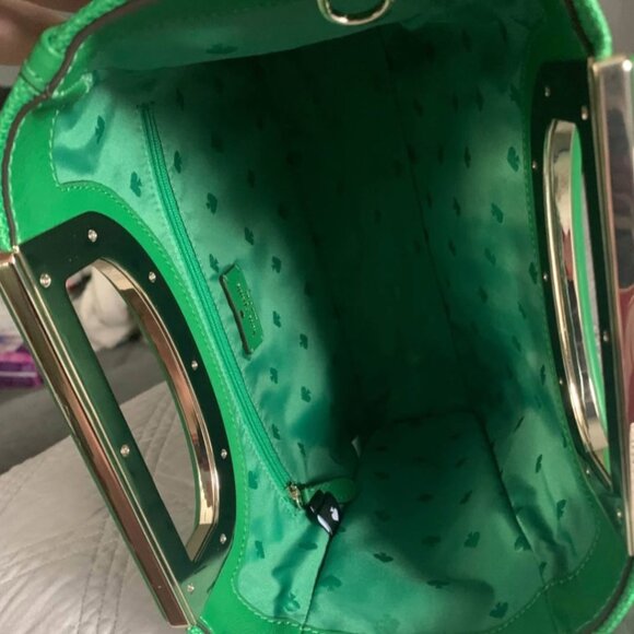 BRAND NEW KATE  SPADE GREEN BEAN STRAW LEATHER - Picture 3 of 6